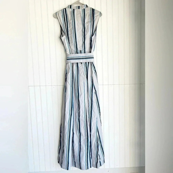 DIANE VON FURSTENBERG Size 10 Striped Sleeveless Belted Maxi Dress - Picture 8 of 12